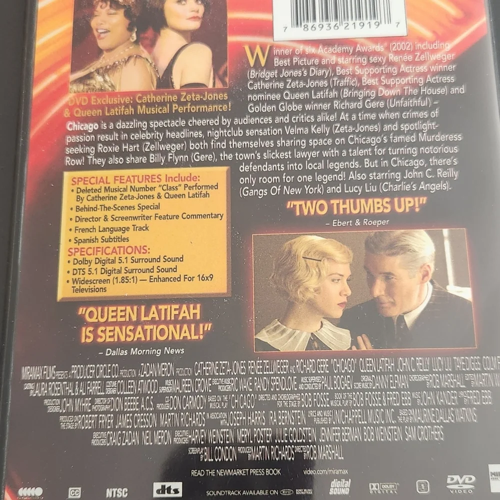 Chicago (DVD, 2003, Widescreen) NEVER USED - Picture 2 of 3
